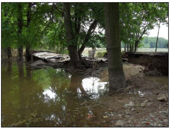 beschädigter Böschungsbereich 